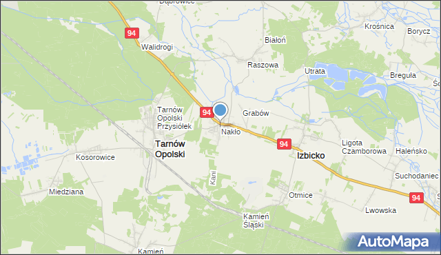 mapa Nakło, Nakło gmina Tarnów Opolski na mapie Targeo